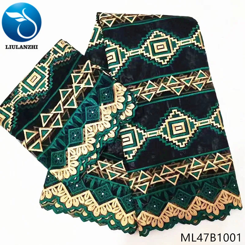 
Beautifical cotton embroidery bazin riche green african rhinestones fabric ML47B10 
