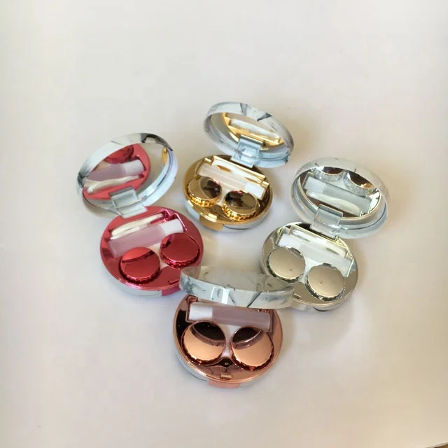 Round contact lens display case with Marble designs could Printing Custom Logo A-8058