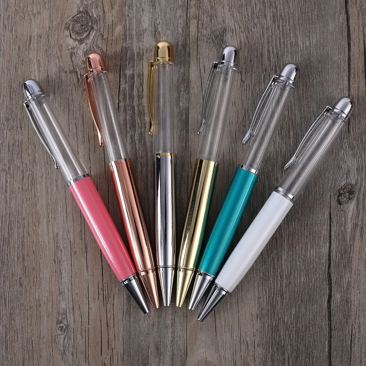 New Style Hot-sale Custom Metal Floater Glitter Pen DIY Marble Color Empty Ballpoint Pen