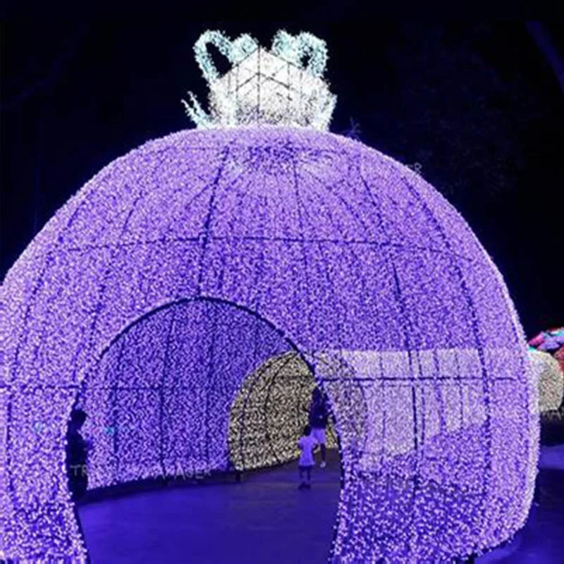 Outdoor commercial grade giant LED illuminated Christmas lights display walk through Christmas ball for winter holiday decor