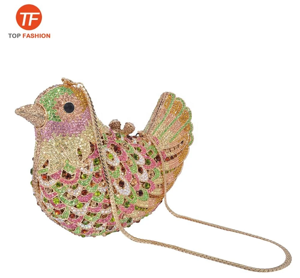 China Factory Wholesales Crystal Rhinestone Clutch Evening Bag for Formal Party Classic Bird Clutch Purse