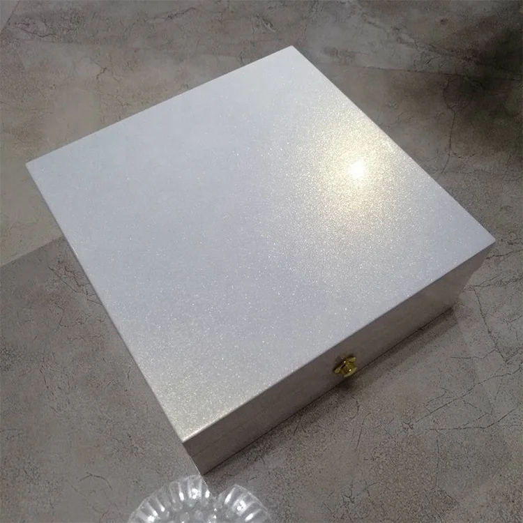 FH Biz Luxury White Pearl Shiny Wooden Perfume Box for Packaging