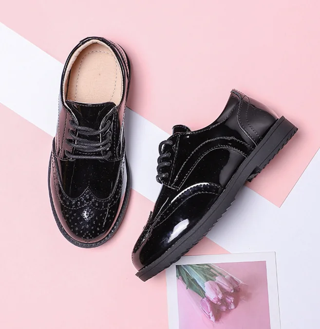 Обувь для школьников и выступлений Детская Классическая обувь для мальчиков черная обувь для униформы из искусственной кожи