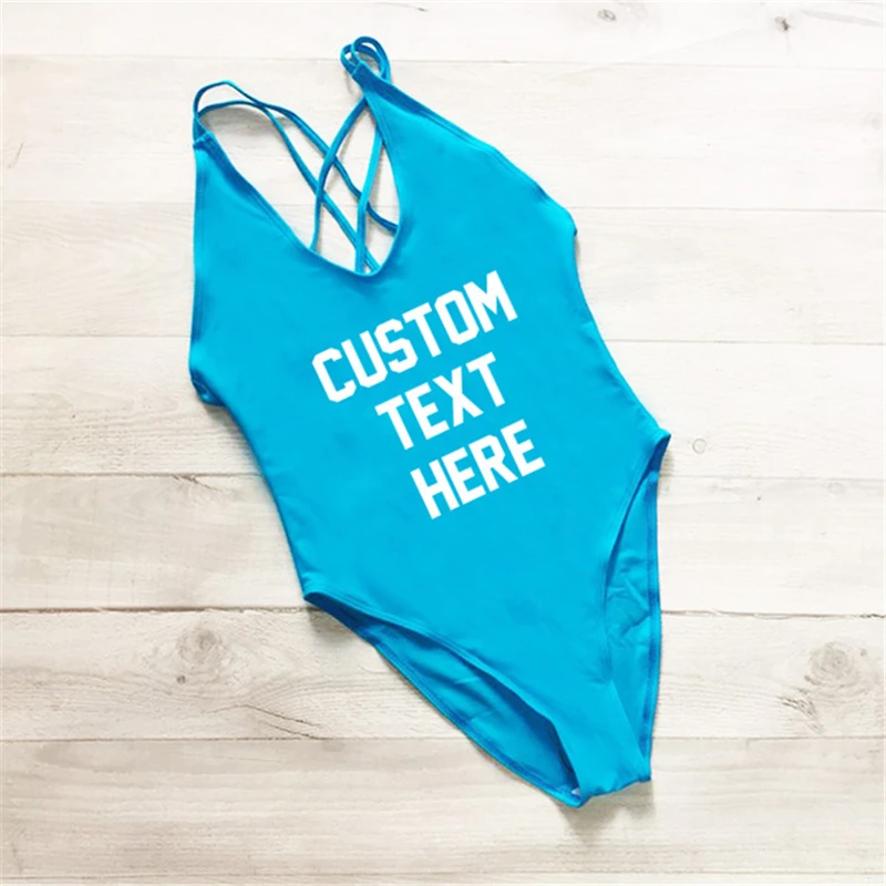 Custom Texts One Piece Swimsuit Women Swimwear Bathing Suit monokini Beach Wear Swim Suit