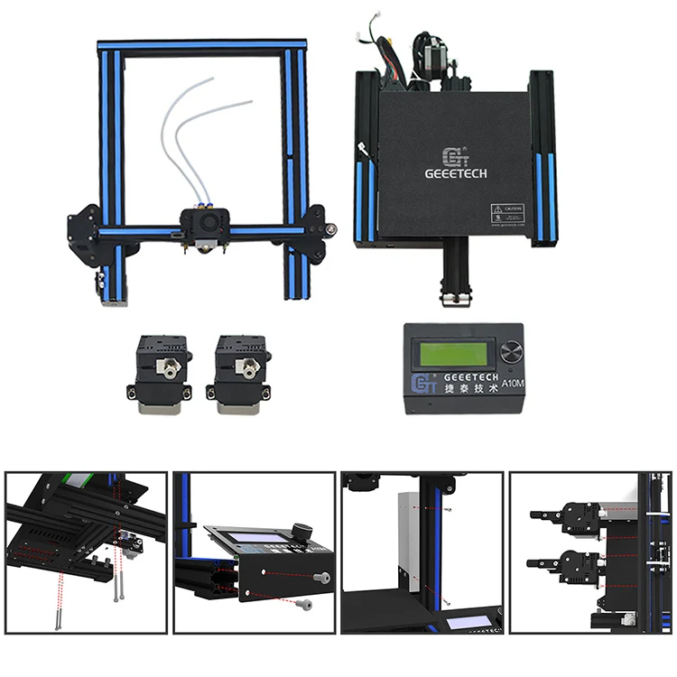 Geeetech 3d  impressora 3d  A10M Double Color Dual Extruder Mixed Color 3d Printer Diy Kit