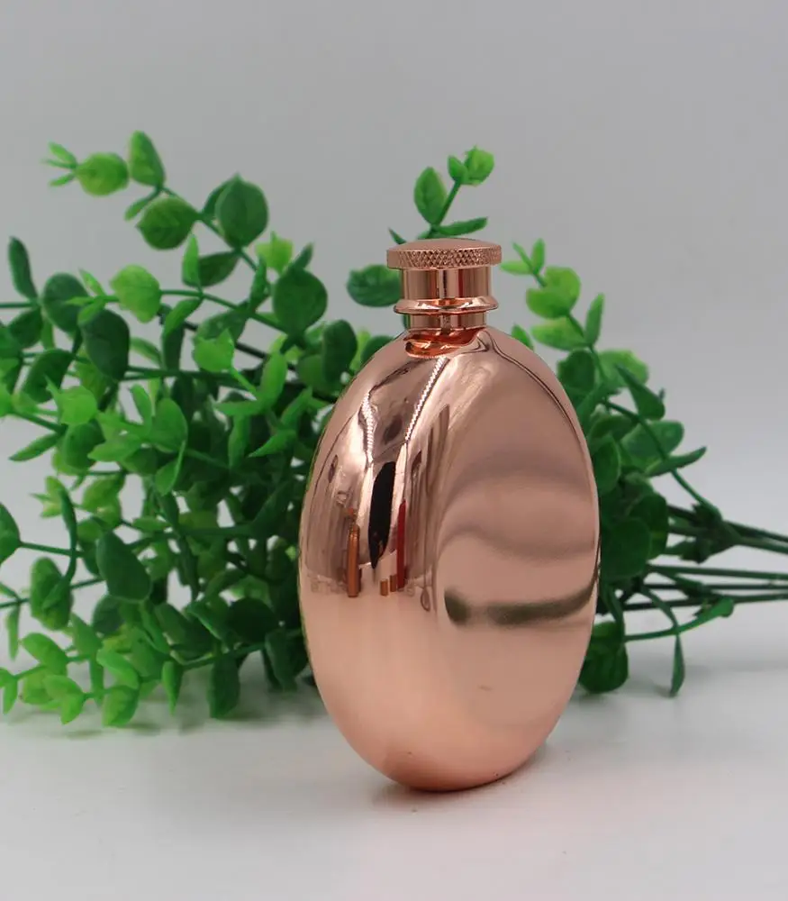 Copper Around Hip flask, 18/8 Eco-Friendly stainless steel 6oz copper Pocket hip Flask, Portable Stainless steel Copper Flask