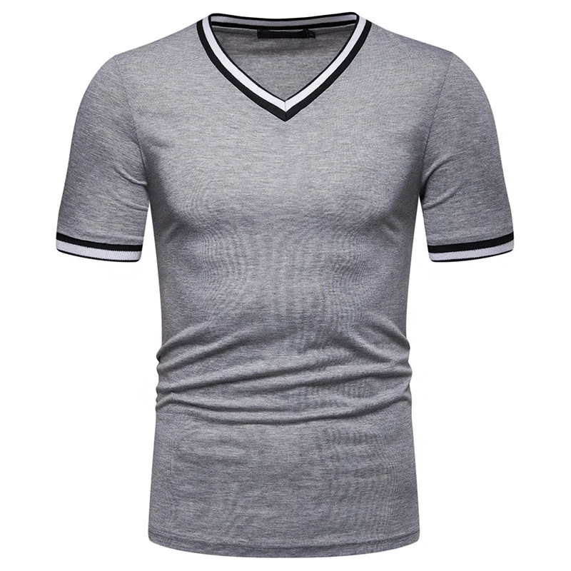 Men Plain Golf T-Shirt Vintage T Shirt Blanks Wholesale 100% Cotton V Neck T Shirt