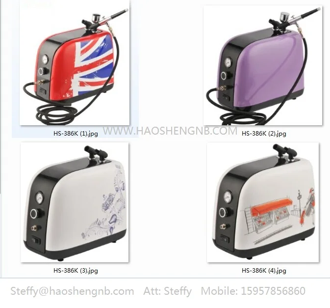 HS-386K mini airbrush compressor kits airbrush skin care