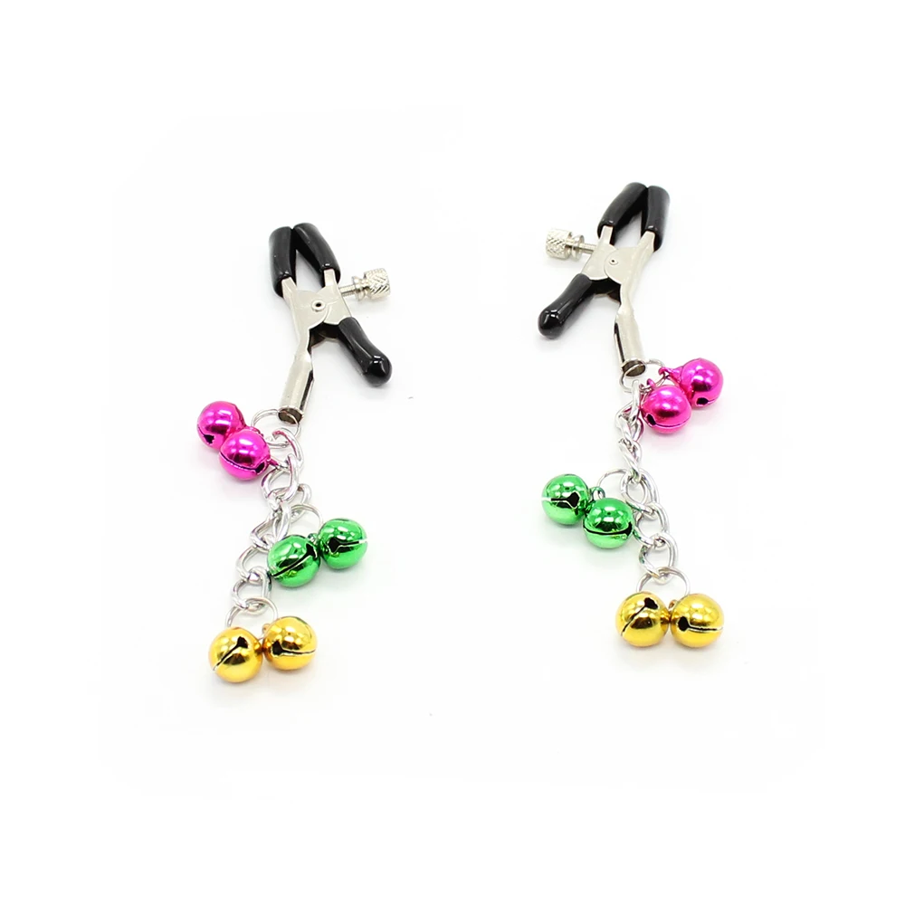 Цветные колокольчики, короткая металлическая цепочка, зажим для сосков, пирсинг для сосков, БДСМ, фетиш, ролевые игры, рабство для пар, секс-рабство для взрослых