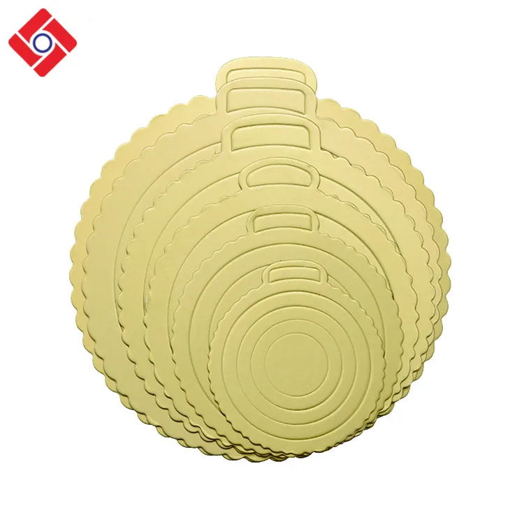 Biodegradable десерт мини 8 до дюймов 13 дюймов зигзагообразный край в золотой цвет торт подставки из картона база