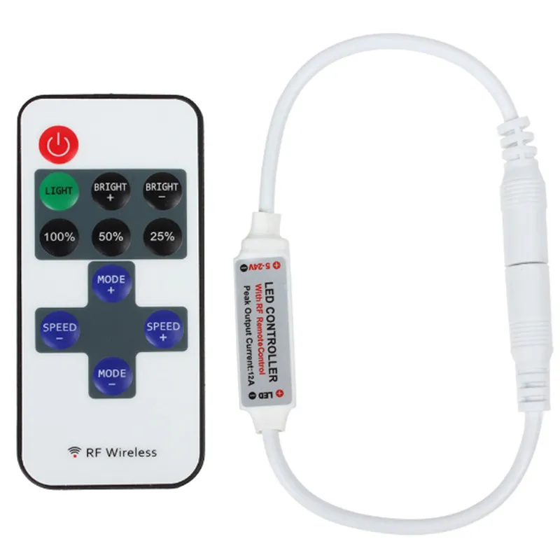 12 24 V 11 Keys RF LED Strip Controller Mini Dimmer RF Remote DC 5V 12V 24V Controller For LED 5050 2835 Strip Single Color