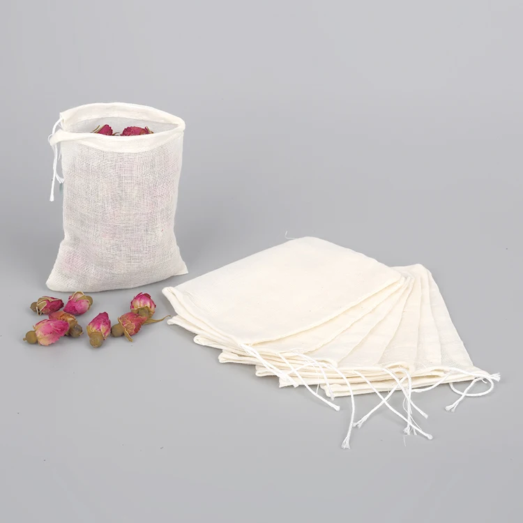 Индивидуальный биоразлагаемый органический хлопковый муслиновый Пустой чайный пакетик с веревкой
