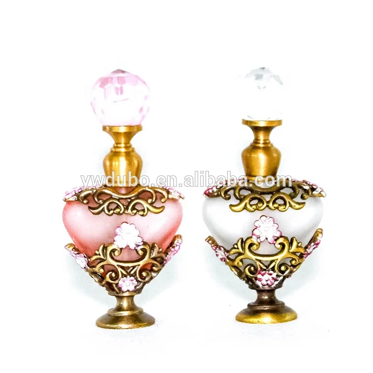5ml Metal Flower Mini Perfume Frosted Oil Bottle Empty Pink Heart Glass Essential oil Refillable Decorative Bottles#58816,58783