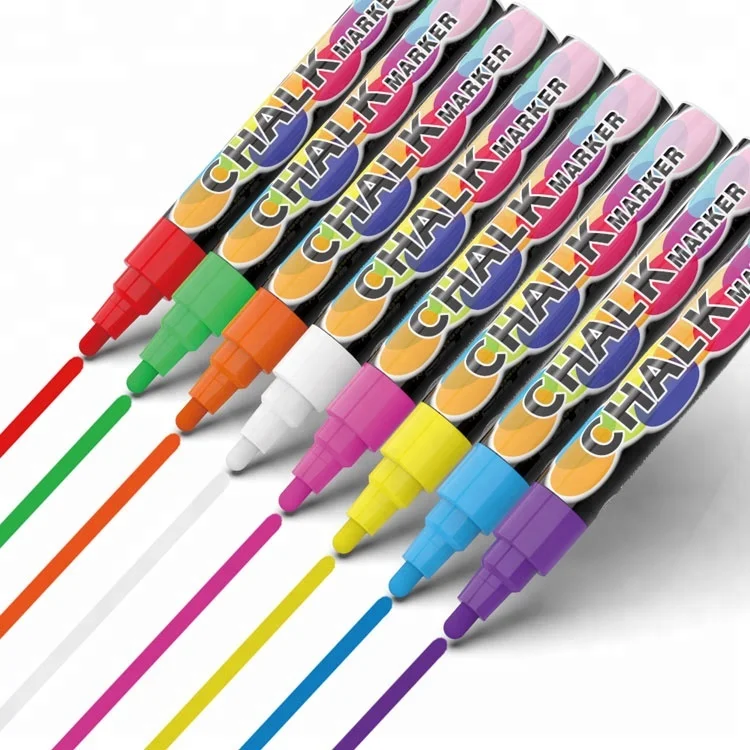 Китай производство 8 шт. стираемые водорастворимые жидкие Мел Цвет маркер ручка