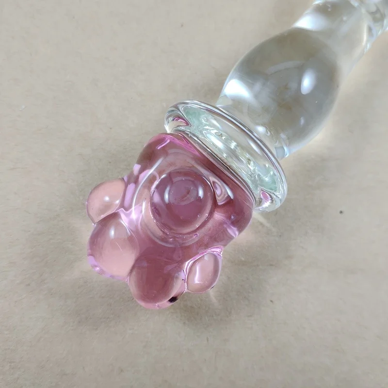 2019 Hot Sale Pink Kitty Paw Design Manufacturer of Boro Glass Material Adult Dildo Sex Toy for Adult Life