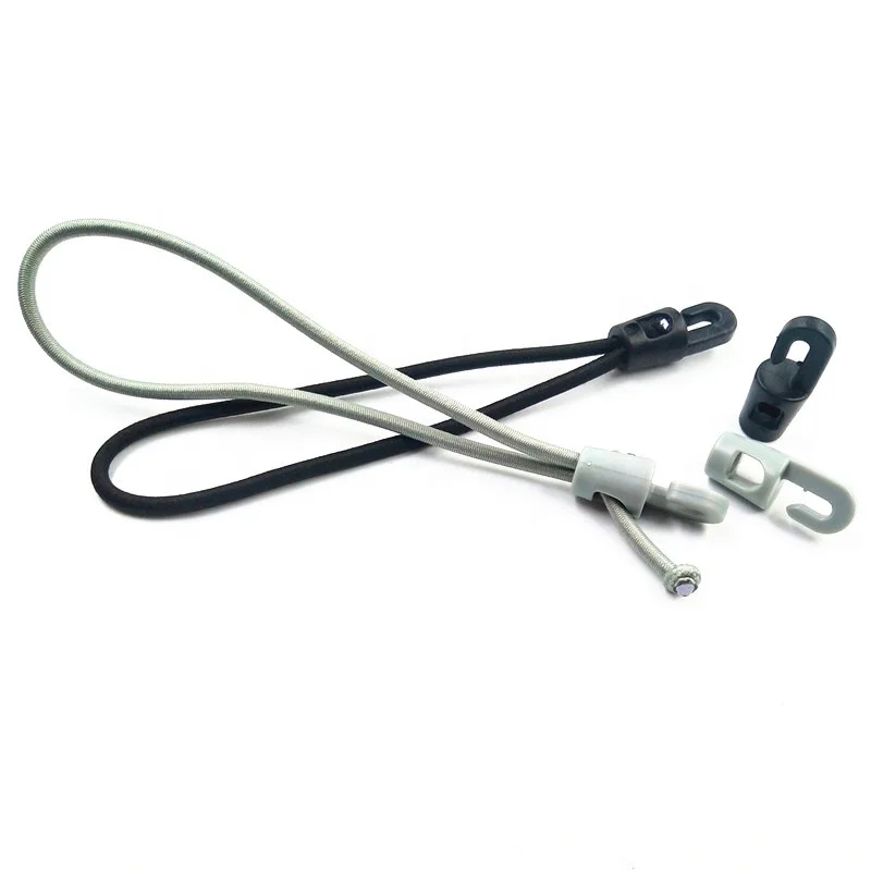 Wholesale Woven Waxed Colored 4mm Rubber High Strength Mini Bungee Cord With Plastic Hook