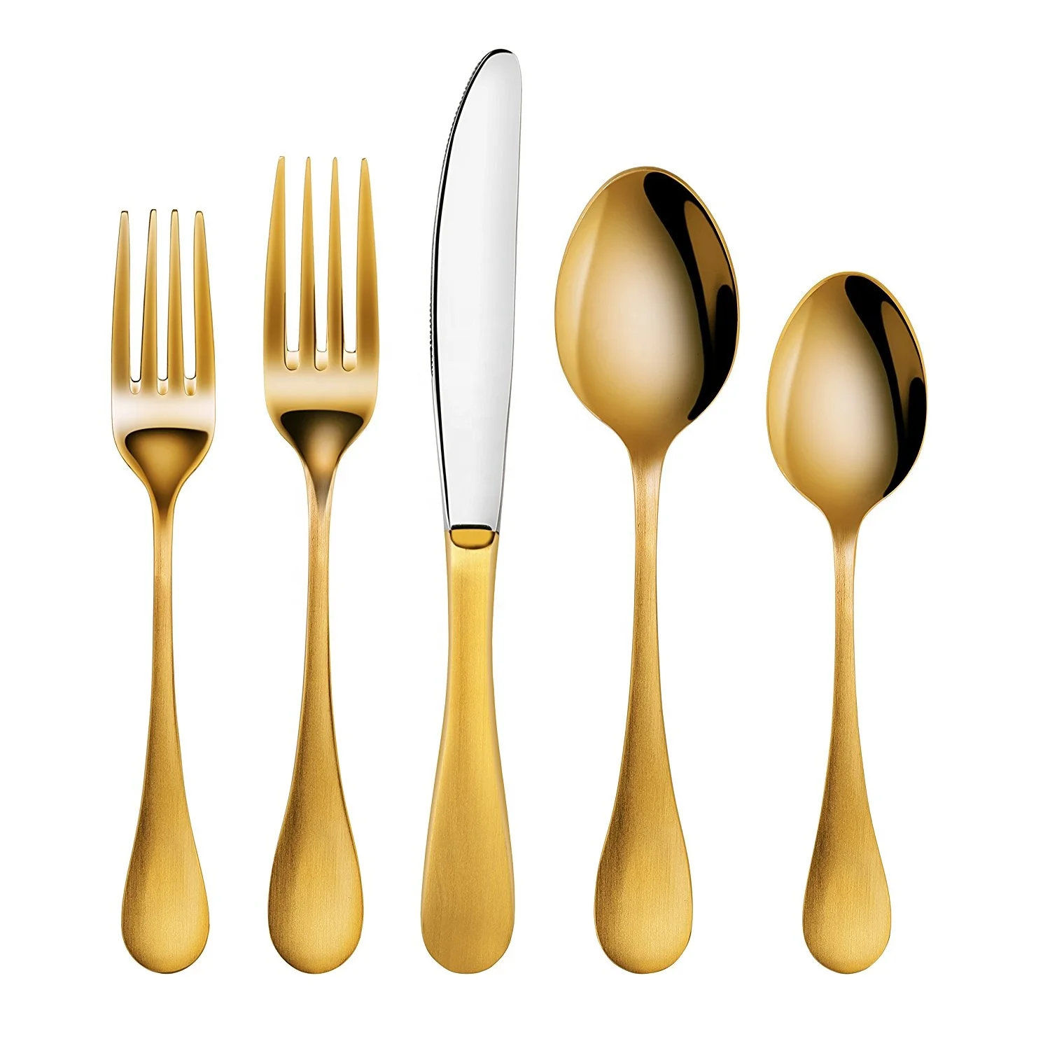 
Colored cutlery 24pc flatware set stainless steel gold plated for restaurant wholesale 