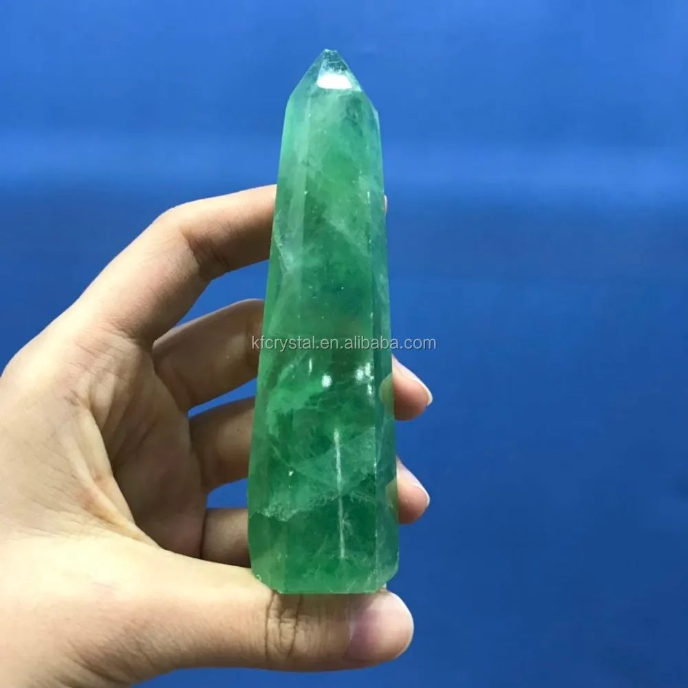 Factory high quality natural green strawberry quartz point crystal wand healing stone