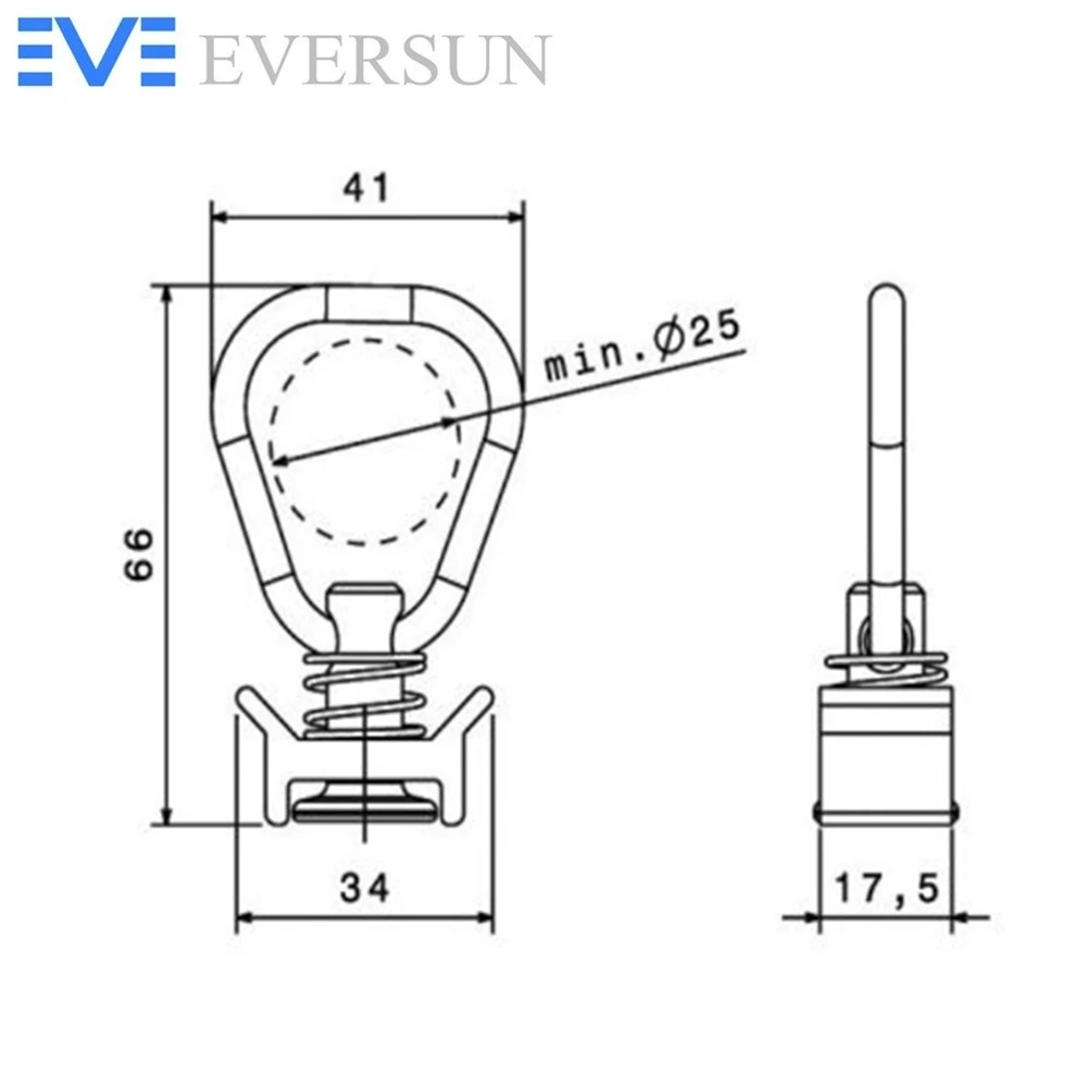 ES10803 Stainless Steel D Ring Single Stud Fitting with Rubber Base