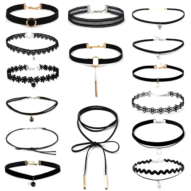custom various lace choker ribbon necklace women set jewelry velvet knot necklaces