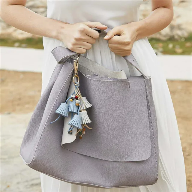 Оптовая продажа, модный кожаный брелок с кисточкой, Сумка с кисточкой, брелок для ключей, ПУ брелок для сумки