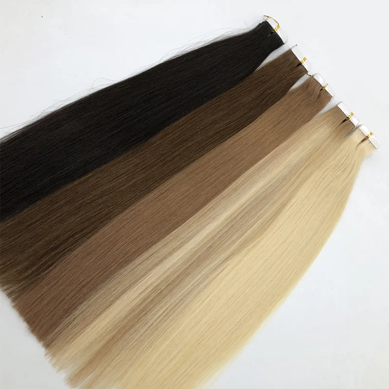  Оптовая продажа двойные европейские волосы remy для наращивания невидимая бесшовная лента человеческих волос