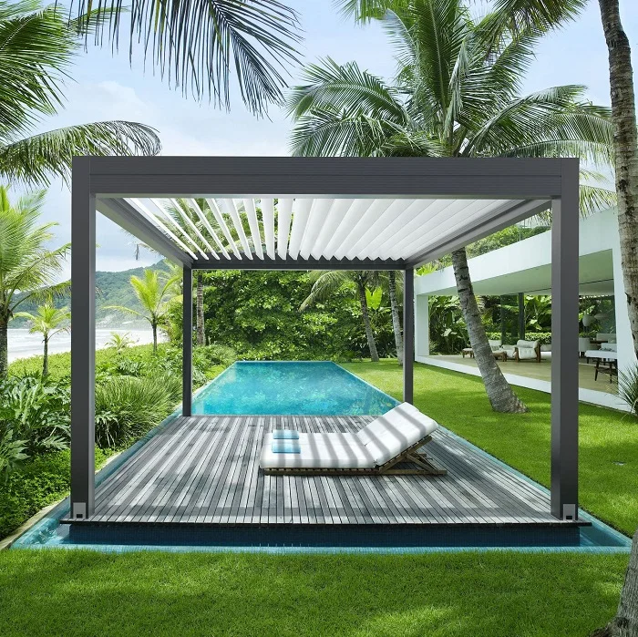 
Garden free standing waterproof automatic motorized aluminio louver pergola bioclimatic aluminium 