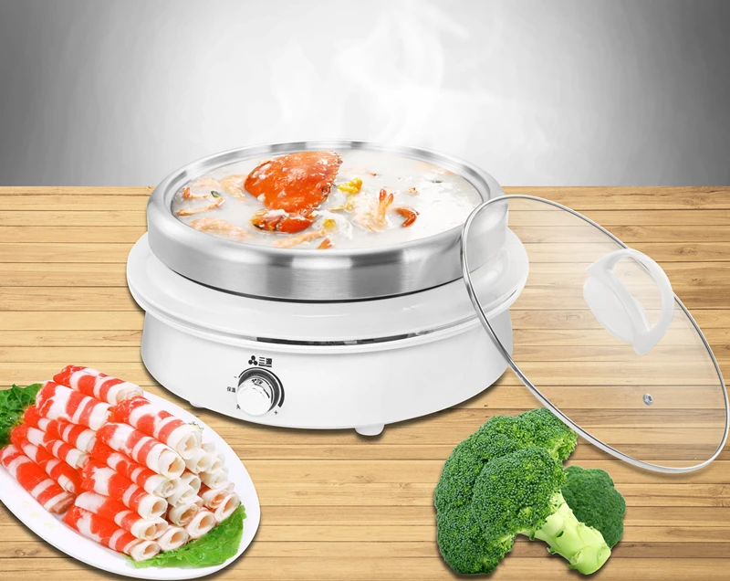 
4L new multipurpose food pot cooker thermal casserole stainless steel food warmer electric hot pot 