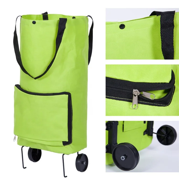 KINGDA Shopping Cart Trolley Bag Foldable Food Folding Shopping Trolley Cart
