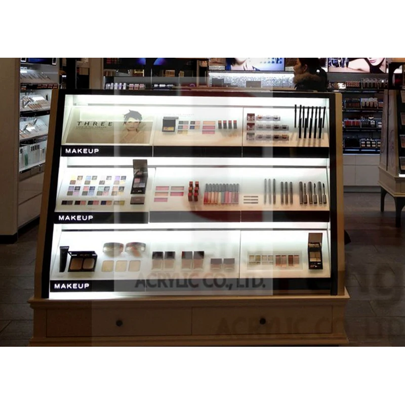 LUX Custom Shopping Mall High End Cosmetics Display Stand Cosmetic Showcase Cosmetic Display Cabinet