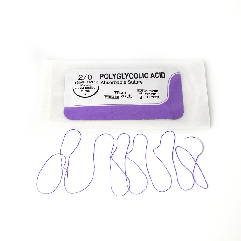 Surgical sterilized absorbent PGA polyglycolic acid sutures