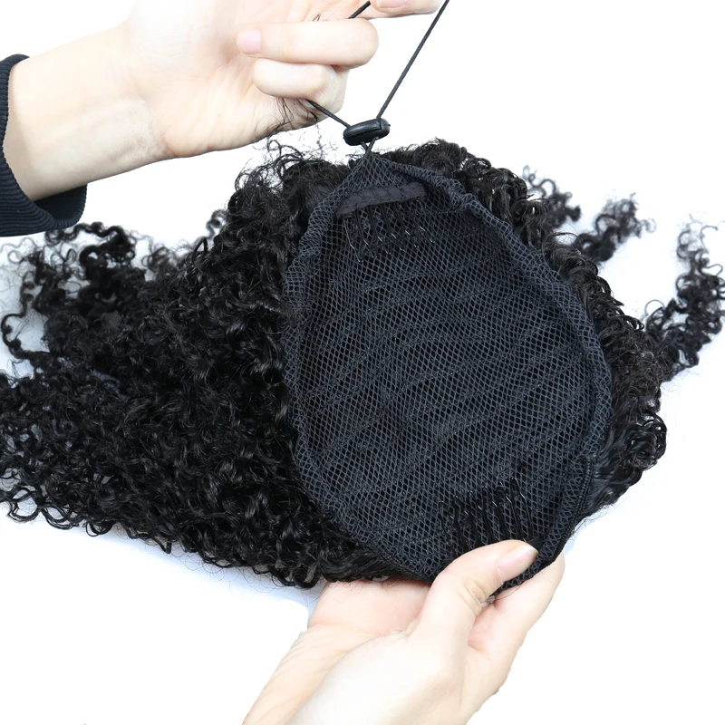 Человеческие волосы, накладной хвост на заколке, накладные человеческие волосы, Remy 4c, афро кудрявые волосы для черных женщин 120 г