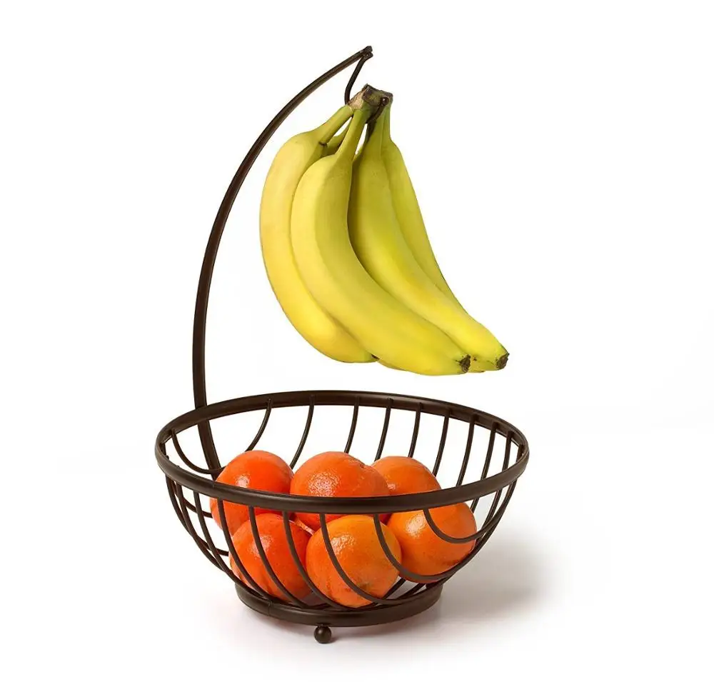 Factory Price Metal Fruit Basket With Banana Holder