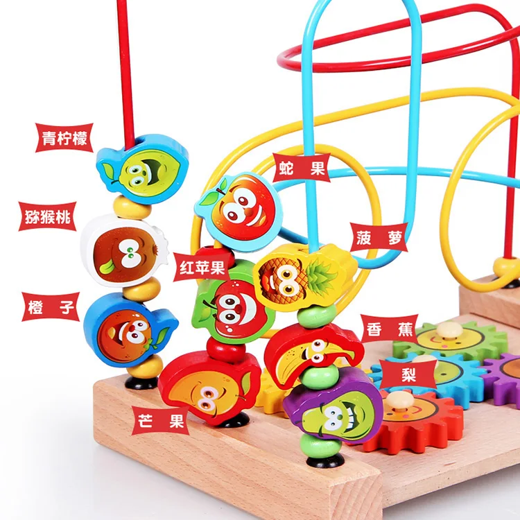2019 детская игрушка высокое качество трендовые фруктовые круглые бусины деревянные развивающие игрушки