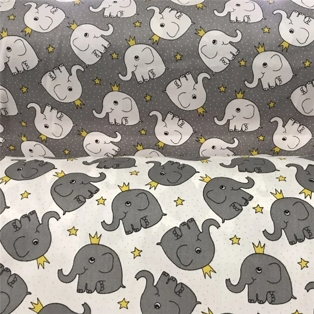 Cute Elephant printing kids cloth for bedding sheet set cotton twill high quality