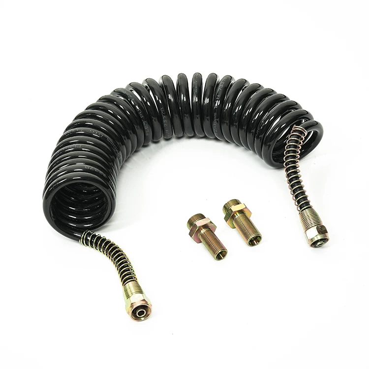 Sanye SY-4024 High quality PA12 12*9mm Spring Spiral Recoil Flexible Duct Pipe with M22*1.5 Connecter