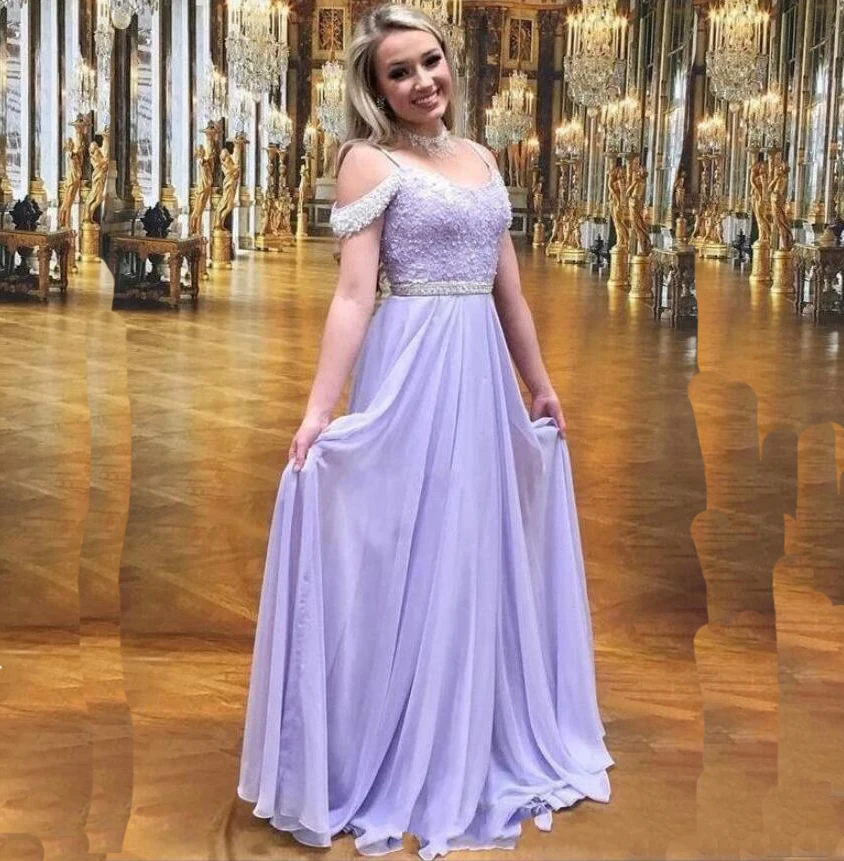 Lavender Pakistani Heavy Beaded Wholesale Chiffon Teen Prom Dresses