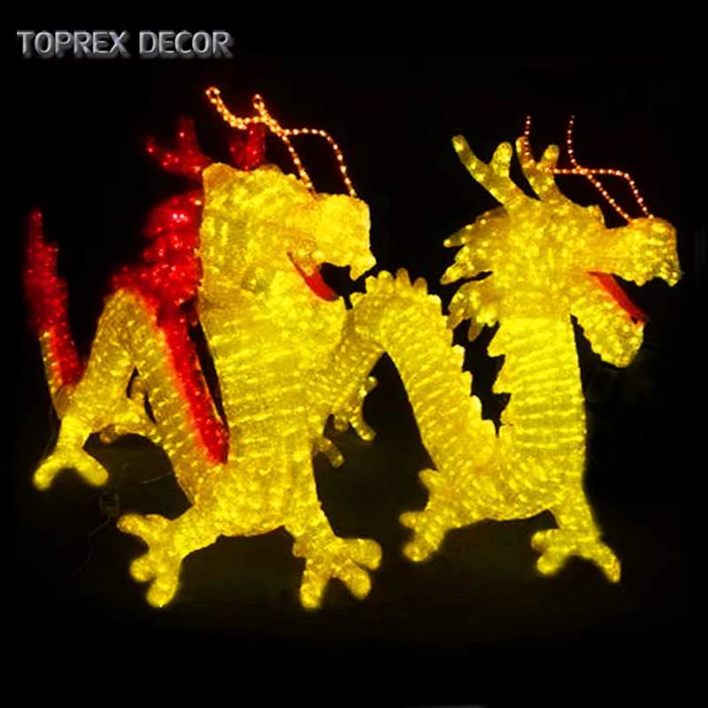 New Design New Year Dragon Boat Festival Decoration LED Dragon 3D Motif Light