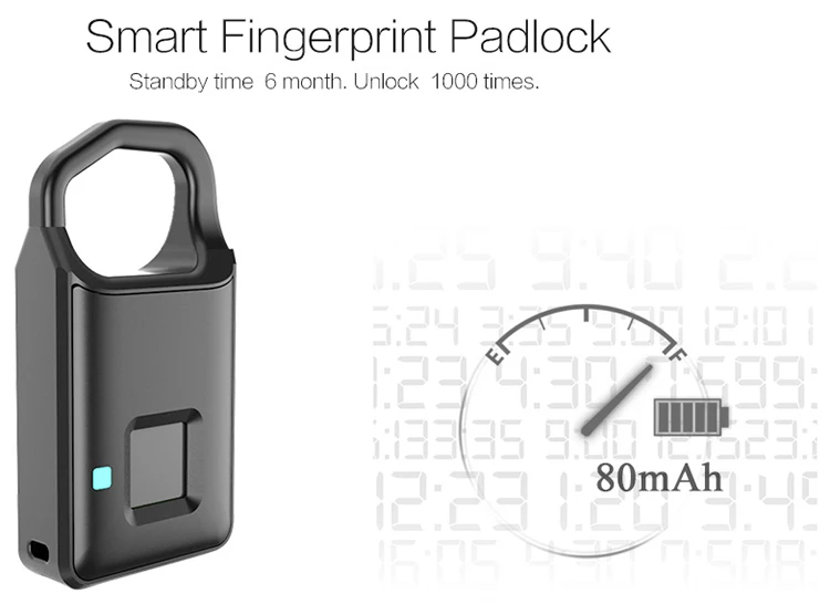 P4 USB Rechargeable Waterproof Wireless Smart Fingerprint Padlock