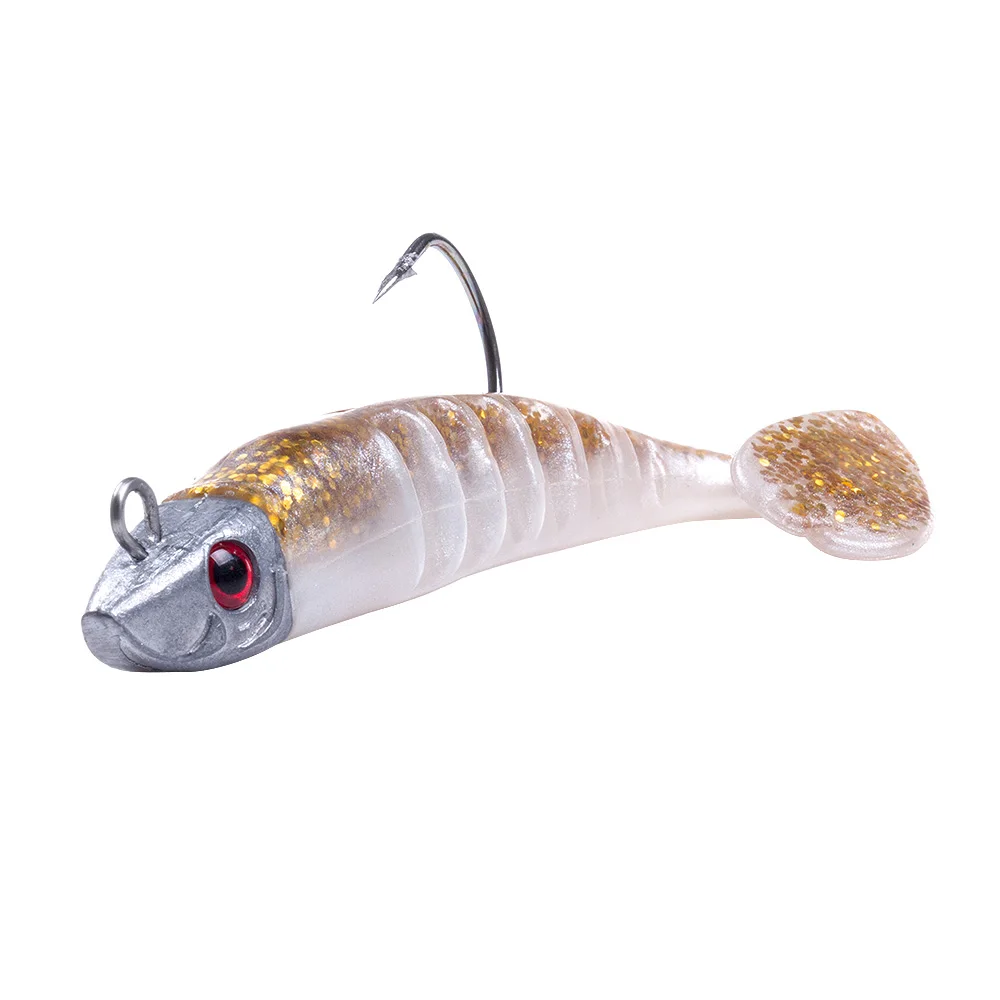 Plastic Swimbait Artificial Bait Saltwater Black Bass Minnow 9cm15g Soft Lure With Jig Head