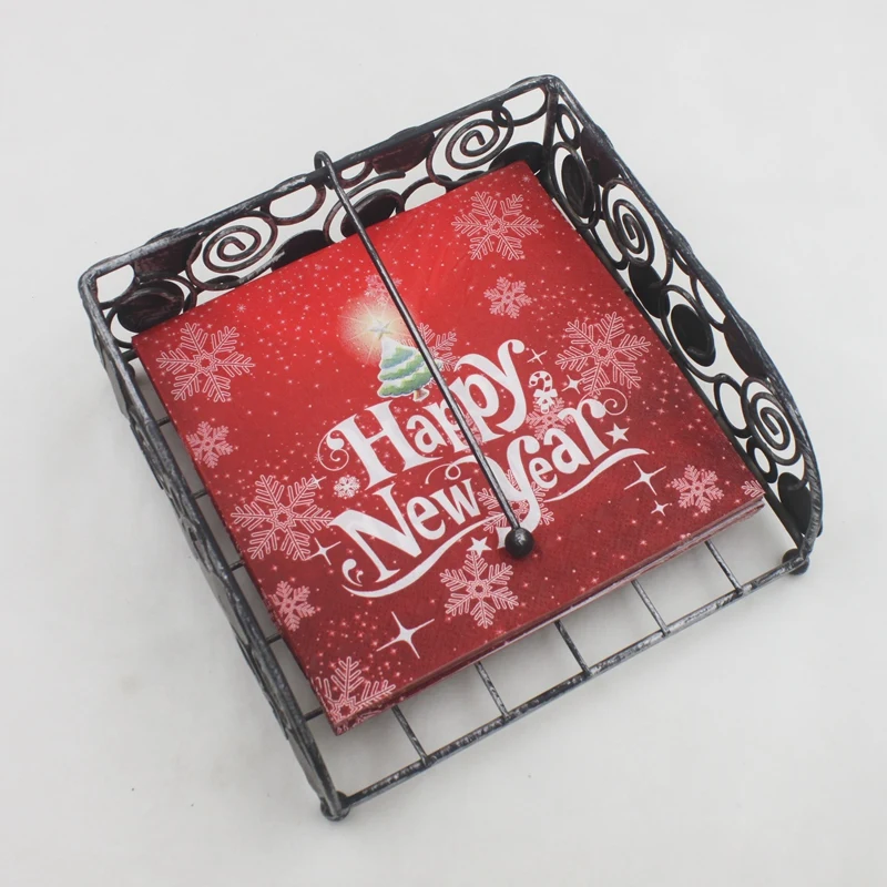 Food-grade Merry Christmas And Happe New Year Paper Napkins Tissue Napkin Servilleta For Christmas Party Decor 33*33cm Or Custom