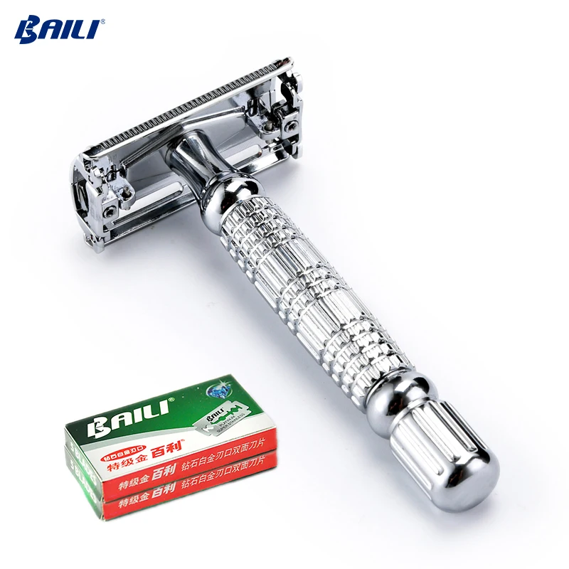 Baili бритва с двойным лезвием для резания горла прямая бабочка открытая Безопасная бритва для мужчин