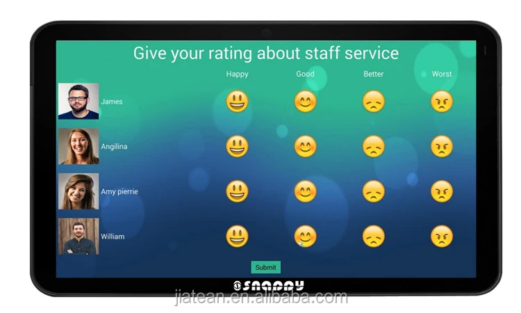  10-дюймовый сенсорный экран ресторан в службу поддержки клиентов обследования Обследование удовлетворенности планшетный ПК с системой андроида со встроенной обратную связь для управления