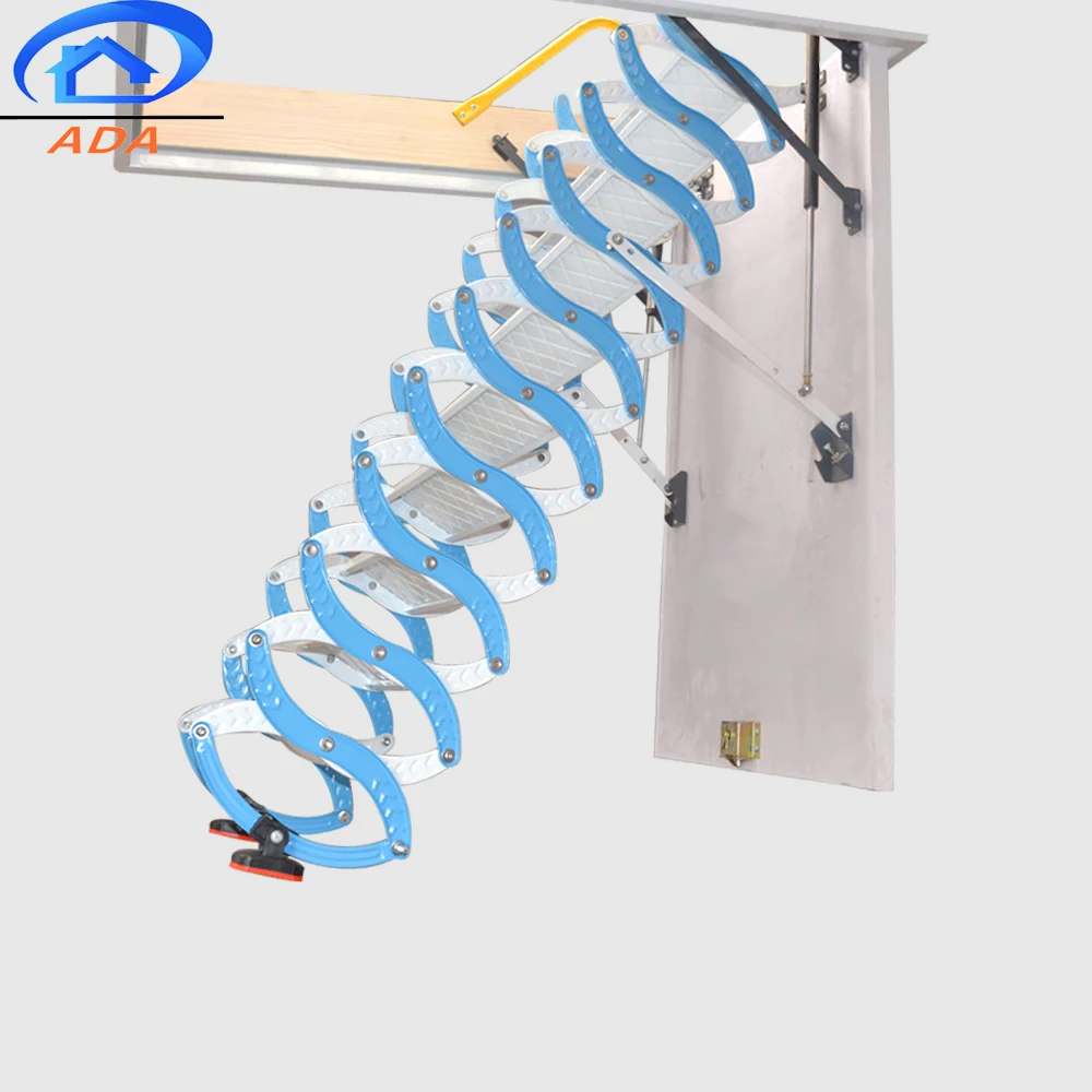 Compact Carbon steel Widening Concertina Loft Stairs