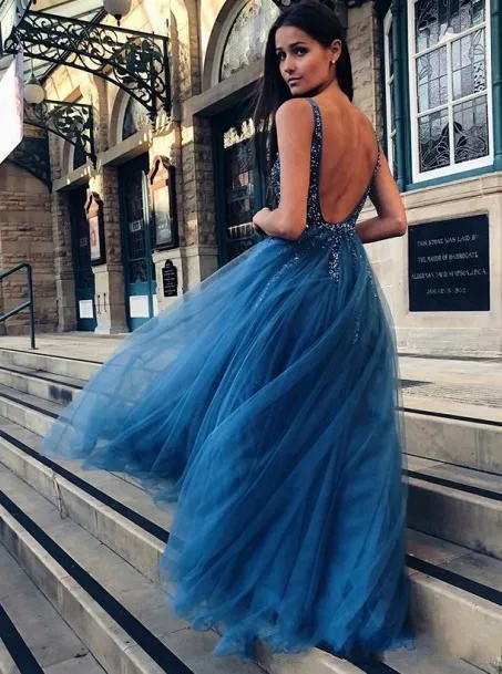 Made In Turkey Royal Blue Open Back Women Maxi Casual Dresses Evening