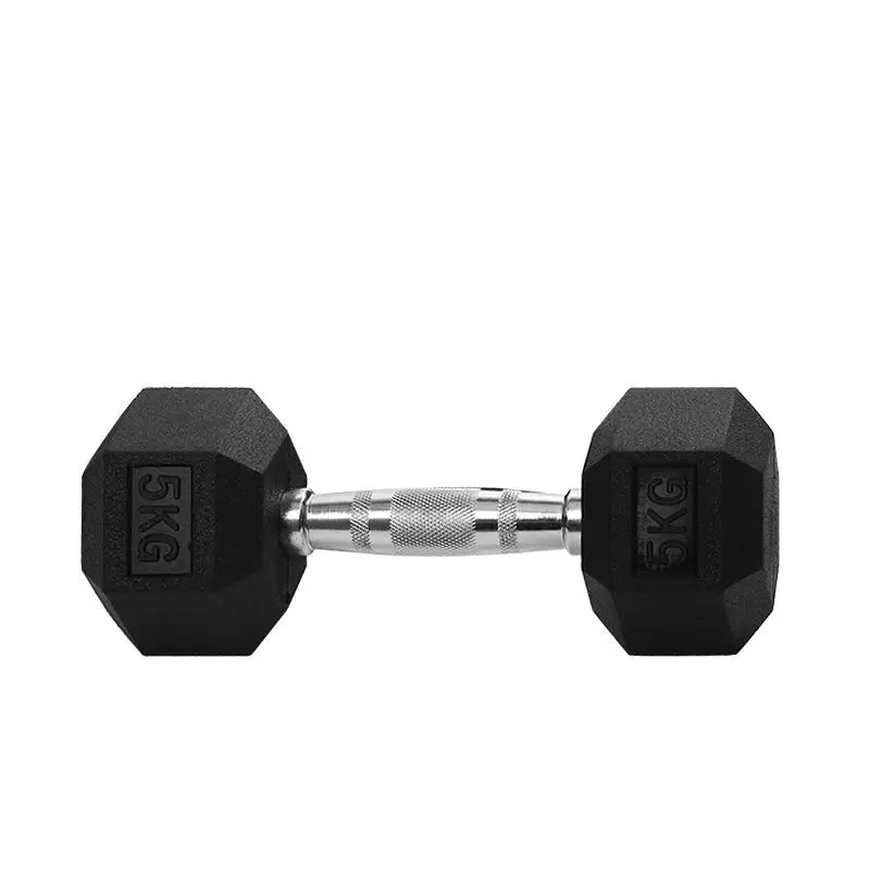 Wholesale Rubber dumbbells 2.5kg-60kg iron cast gym hex dumbbell commercial rubber hexagon dumbbell