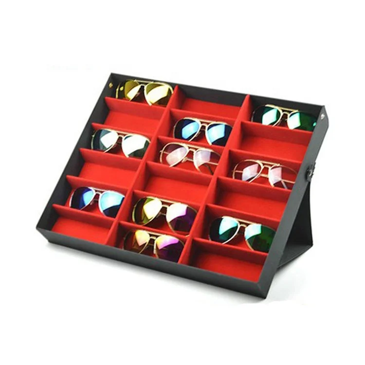 18 slot leather sunglasses eyewear glasses display stand for sunglasses