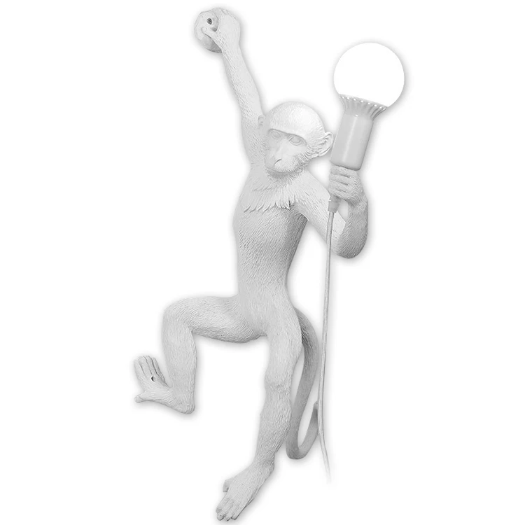 Современная люстра тема кофе магазин декор смолы обезьяна настенный светильник