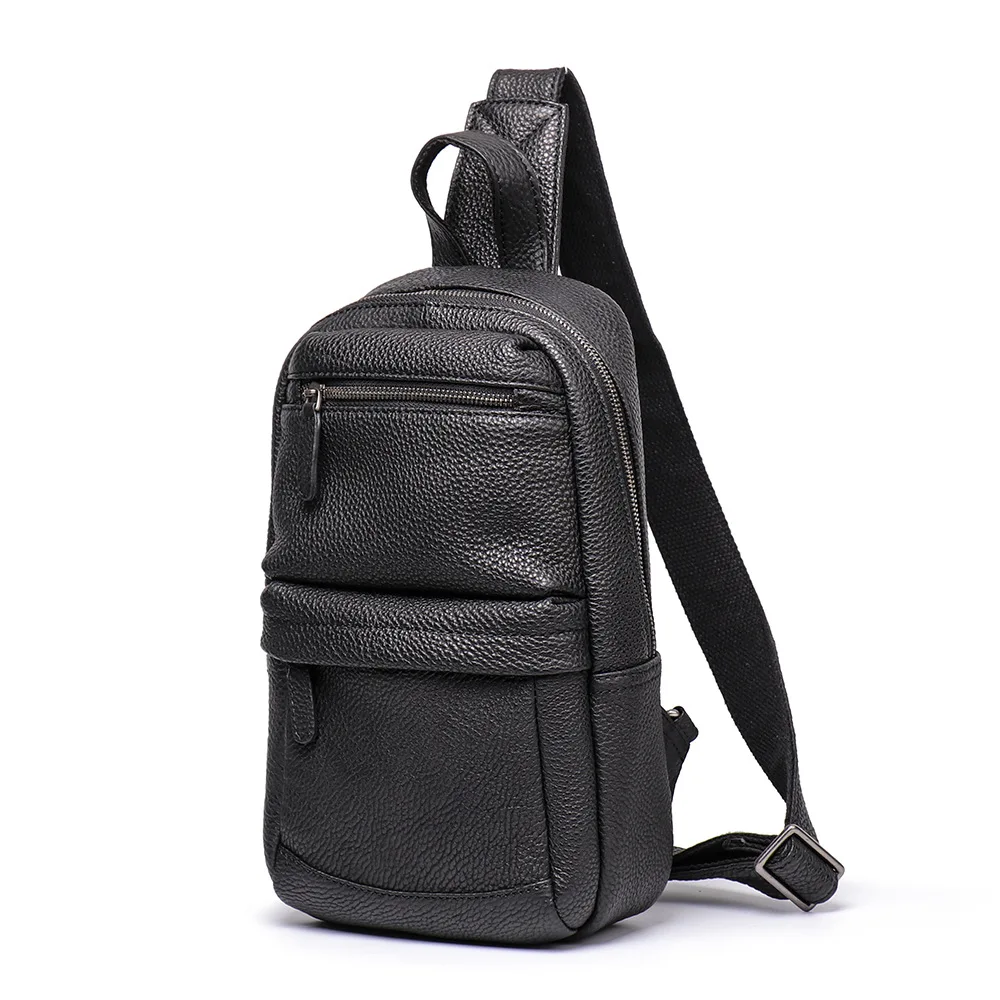 Мужская кожаная сумка-слинг, нагрудный рюкзак через плечо, сумка через плечо Для Путешествий, Походов, езды на велосипеде из натуральной кожи