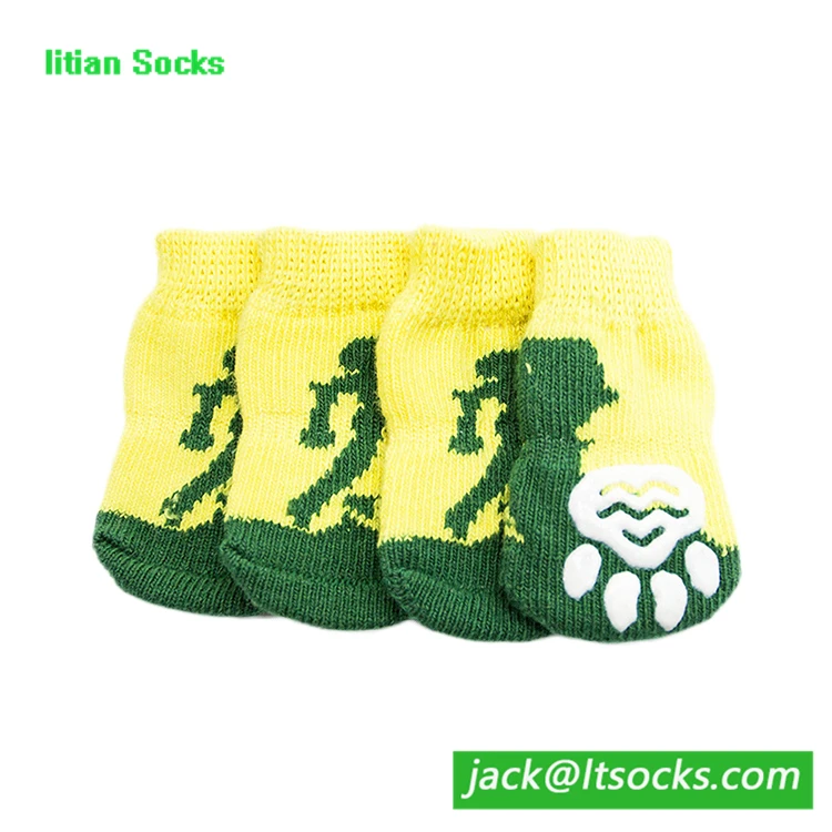 5 шт. милый мультфильм теплый мягкий вязать Нескользящие желтые носки для собак